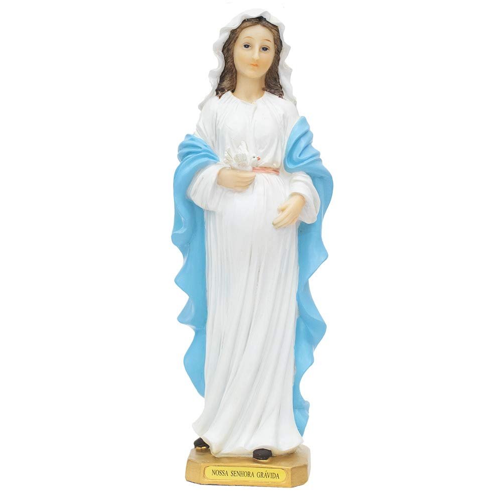 Enfeite Resina Nossa Senhora Grávida 31cm - Branca
