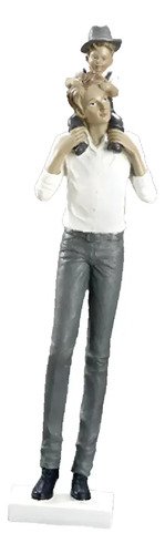 Escultura Família Estatua Decoracao Resina Pai E Filho 38cm Colorido