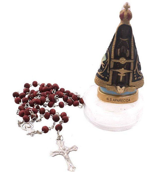 Terço Nossa Senhora Aparecida 10 cm Resina