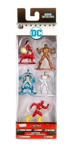 5 Bonecos Metalfigs Nano Dc Comics Batman Flash
