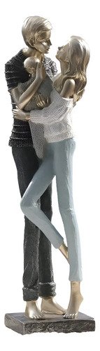 Escultura Família Enfeite Resina 33cm Pai Mae E Filho Bebe Colorido